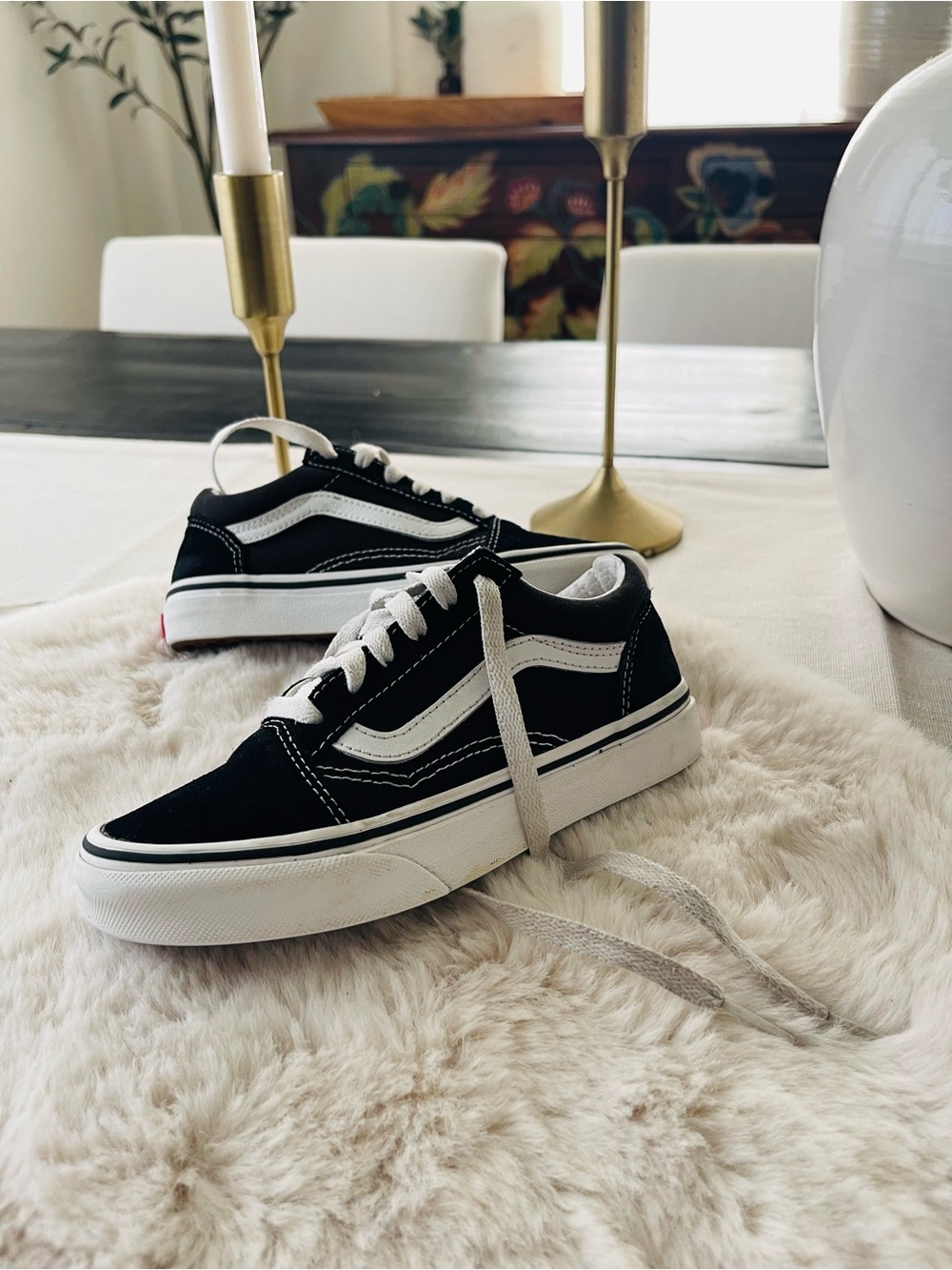 Vans black shoes sz 1 youth kids